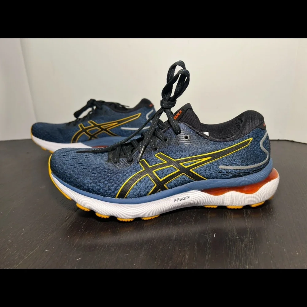 Asics Gel Nimbus 24 Running Shoes Sneakers Mens Azure/Amber Size 7.5